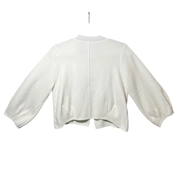 T Tahari Womens XL White Open Front‎ Cardigan Lantern Sleeve Cropped Sweater - Image 7