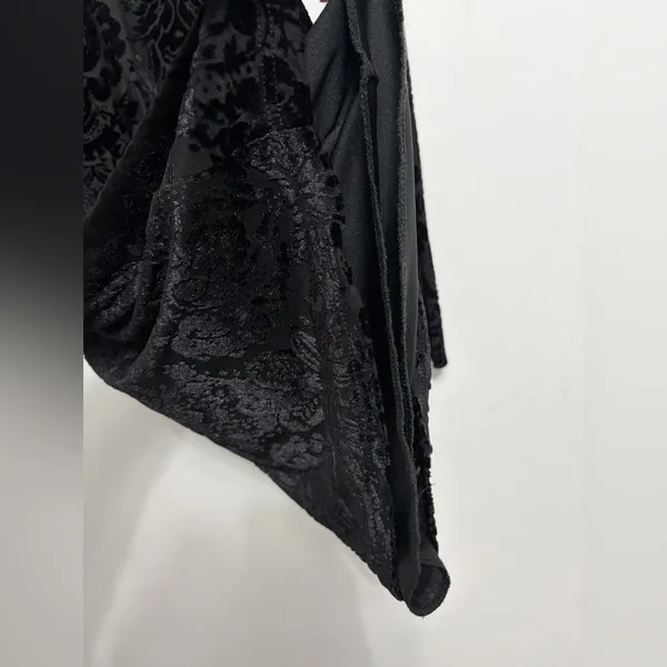 Windsor women’s Size S Black Velvet Burnout Bodycon Dress Long Sleeve(E38)✨ - Image 7