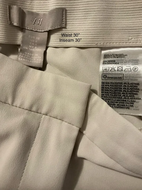 H&M Tailored Split Hem Dress Pants Taupe Stone Gray Size US 6 / EUR 38 - Image 3