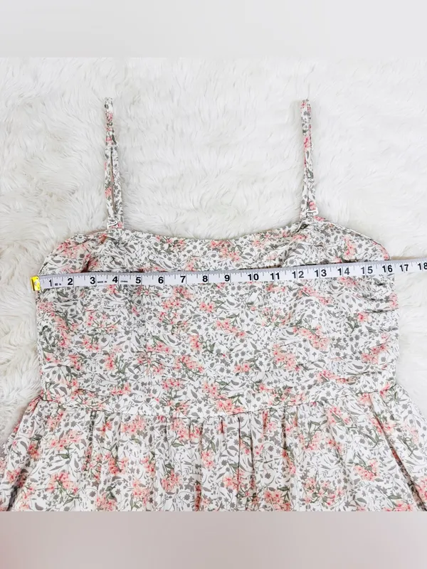 Peach Floral Spaghetti Strap Midi Dress Large Cottagecore Summer Wedding Guest - Image 12