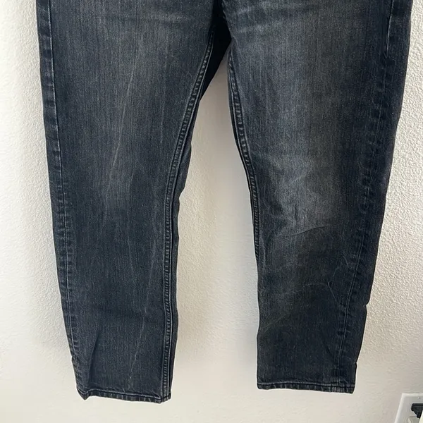 Zara Black Washed Denim Button Fly Straight Denim USA 6 - Image 6