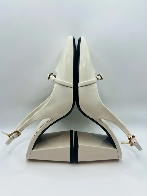Zara Womens Cream Slingback Block Heels Square Toe Minimalist Chic Size 7 Mod - Image 10
