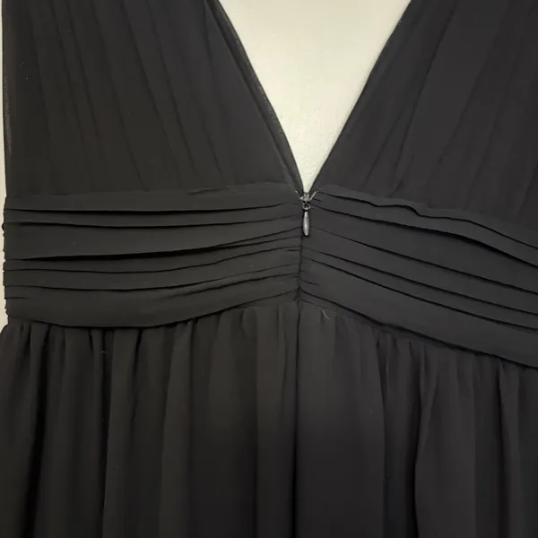Lulus Black Deep V Neck‎ Empire Waist Maxi Dress Slit Size S - Image 7