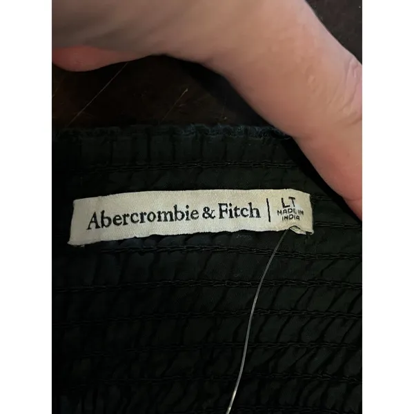 Abercrombie & Fitch Dress Womens Large Tall Black Linen Pleated Sundress - Image 9