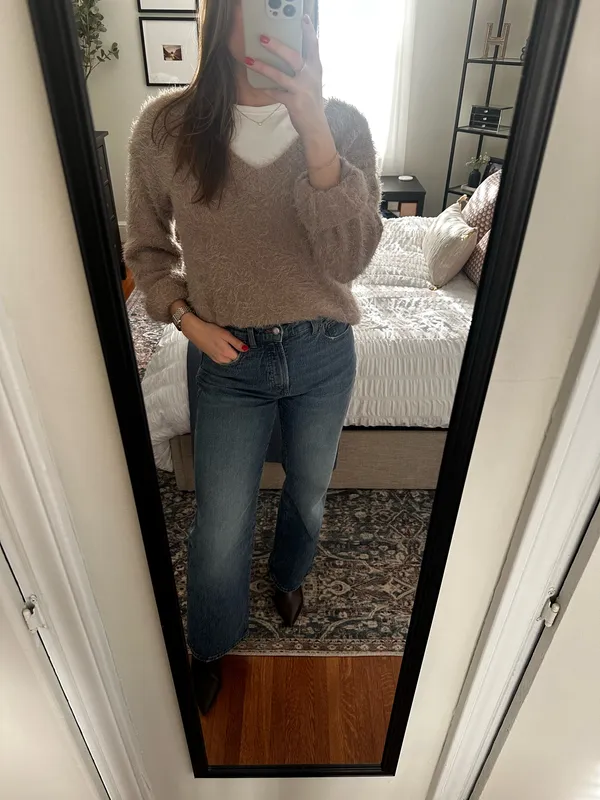 Philosophy Taupe fuzzy v neck sweater - Image 3