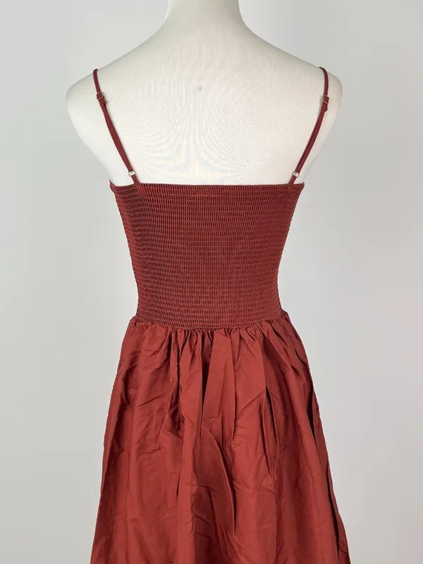 NWOT Farm Rio Cotton Burgundy Sleeveless Midi Dress Size XS - Image 8