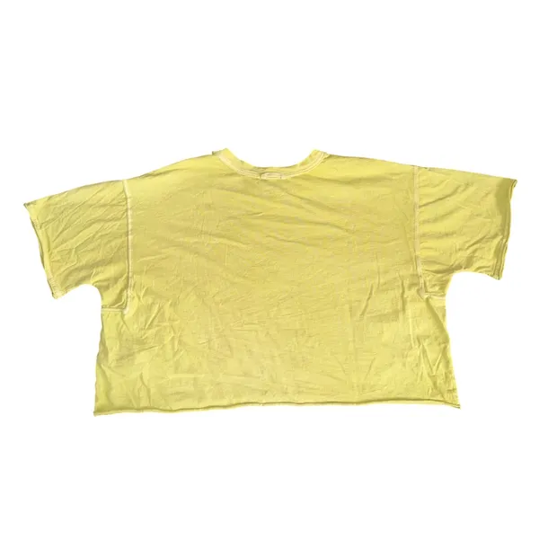 Free People Movement T-Shirt Womens Large Yellow Excellent Crop Raw Hem Boxy - Image 6