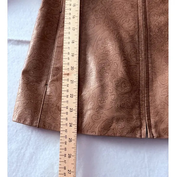 Y2K‎ Redi Pink Metallic Leather Jacket Embossed Floral Moto Zip Front Size Small - Image 15