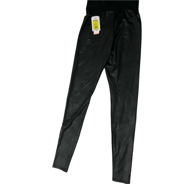 Kohl's Black Faux Leather Maternity Leggings with High Waist Panel - Image 2