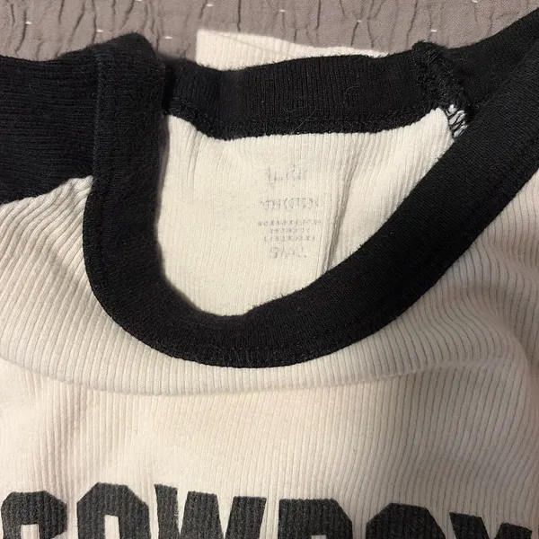 Brandy Melville/John Galt Cowboys 33 black and white Baby Tee, Gentley Worn - Image 3