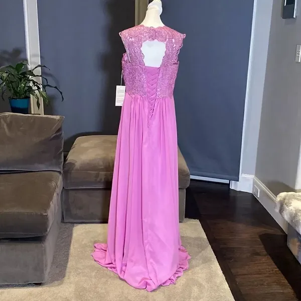 Women’s Lace & Chiffon Dress Empire Waist Corset Back Bridesmaid Size 12 NWT - Image 5
