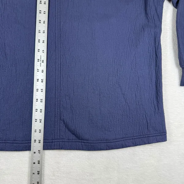Aerie Blue Textured Boho Tassel Tie Split Neck Puff Sleeve Top Size‎ Medium - Image 5