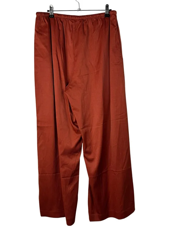 Banana Republic Rust Orange Crinkle Satin Pull On Wide Leg Pants M - Image 3