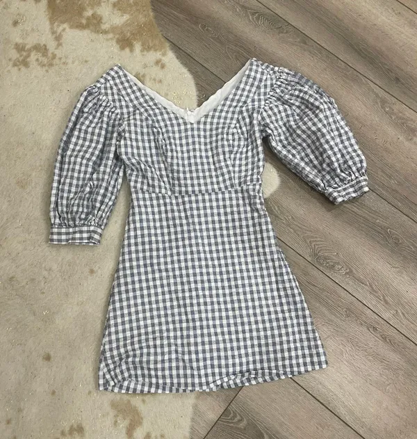 Urban Outfitters Gingham Half Puff Sleeve Dress - Image 2
