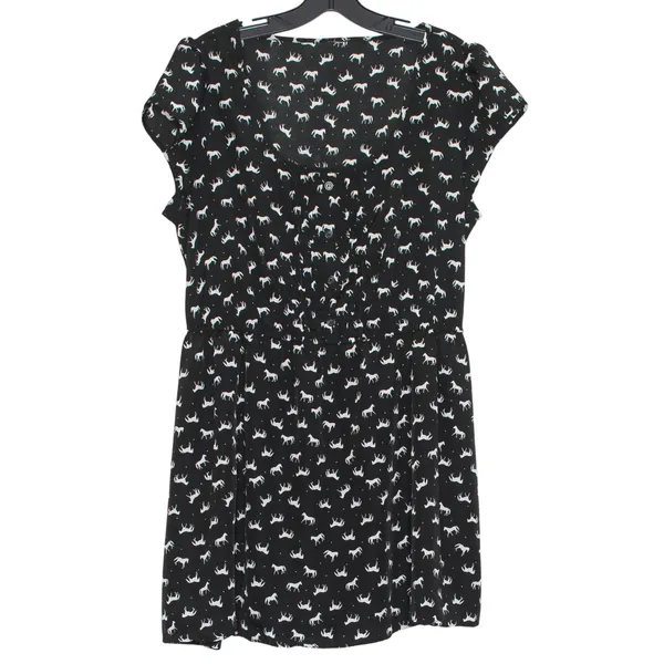 Dress Horse Cottage Dark Academia Equestrian Boho Minimalist Mini Black Large - Image 2
