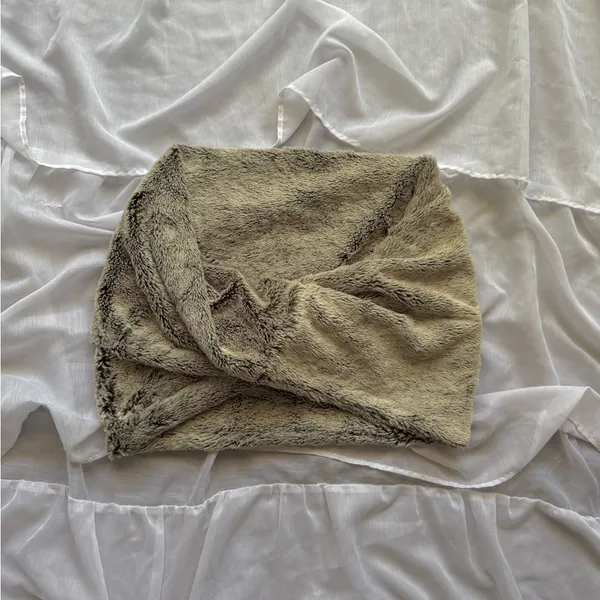 Faux Fur Infinity Scarf Tan - Image 6