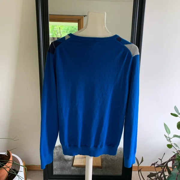 Express Argyle Blue Merino Wool Sweater - Image 2