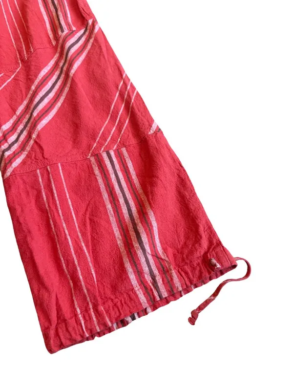 Urban Outfitters Red Striped Wide Leg Linen Pants Cargo Bohemian X-Small Women's - Image 12