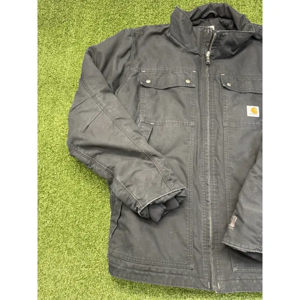 Carhartt Quick Duck Jacket Mens XL Black Canvas Woodward Traditional Insulated‎ - Image 3