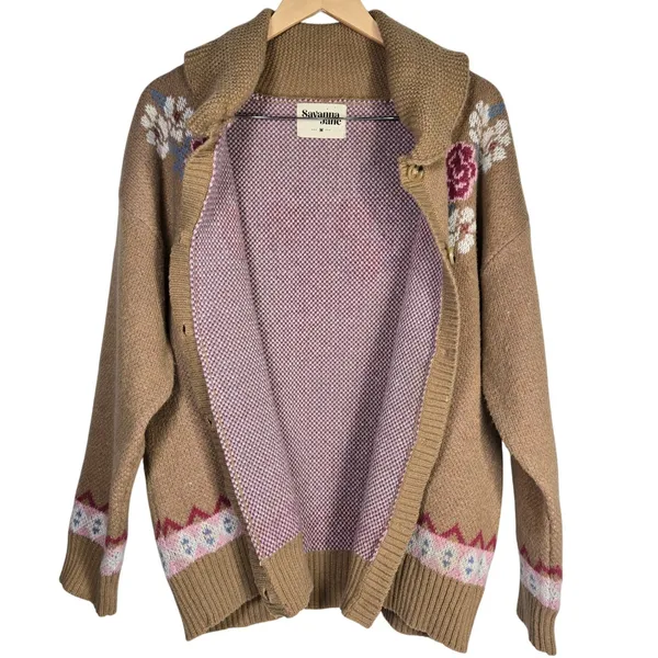 Savanna‎ Jane One More Shot Longhorn Floral Knitted Cardigan Sweater Size M - Image 3