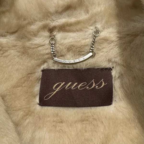 Guess Jacket Genuine Leather Vintage Penny Lane Y2K Faux Fur Lined Aviator Large - Image 4