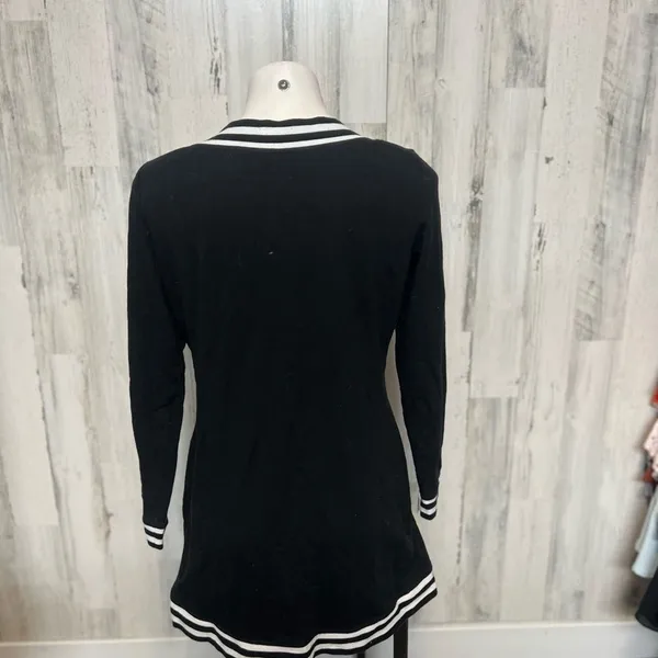Soho New York & Company street Black Long Sleeve V Neck Stripe Trim Dress Preppy - Image 7