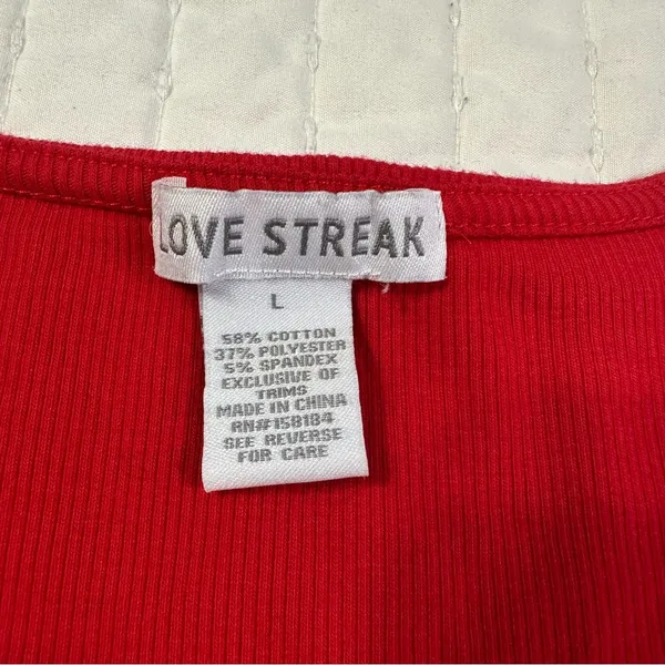 Vintage Y2K 90s Love Streak Red Crop Top Corset - Image 5