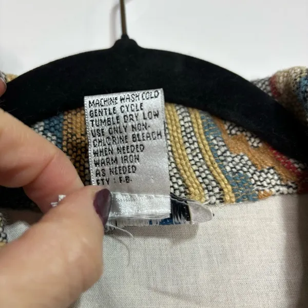 Vintage PHD Woven Blanket Tapestry Button Down Jacket Southwestern M - Image 8