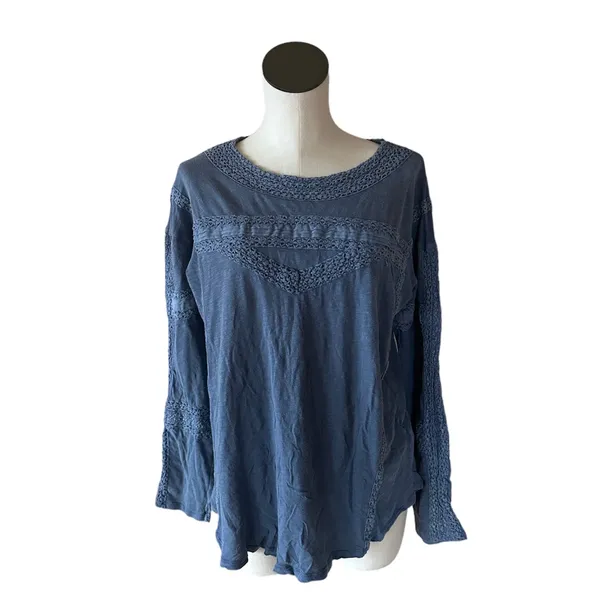 NWOT FREE PEOPLE Crochet Long Sleeve Top In Pacific Coast - Image 4