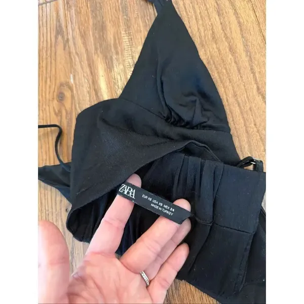 Zara black satin crop bralette top size xs - Image 6