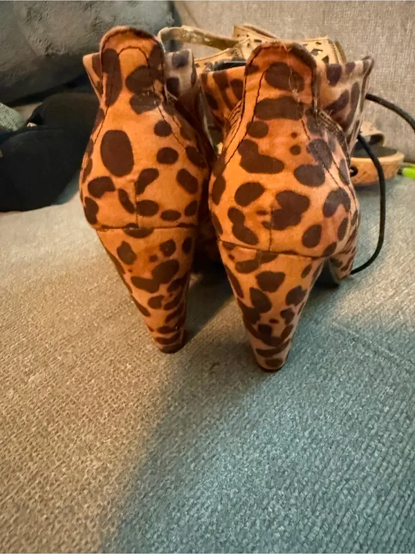 BAMBOO Leopard Print Ankle Boots in Brown and Black - Image 4