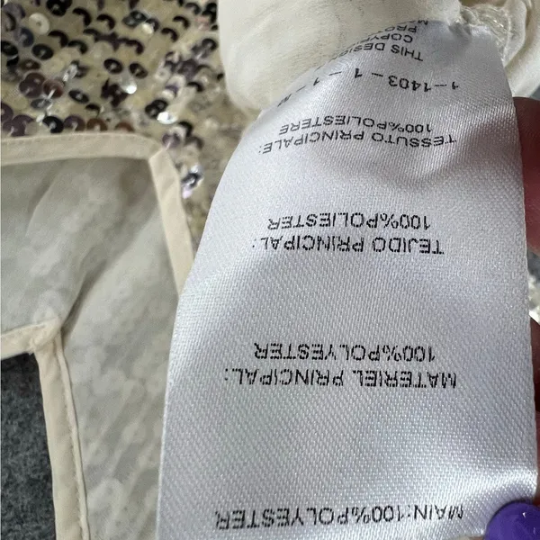 Goldie Twilight Camisole Top Womens M Silver Cream Sequin Sparkles‎ Shimmer Glam - Image 15