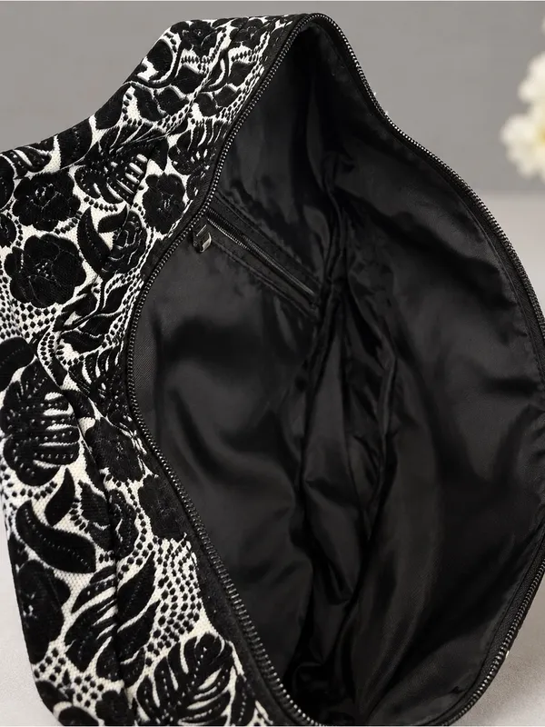 Ambry Bella New Sling Bag Black/White Floral Adjustable Strap 2 Matching Pouches - Image 5
