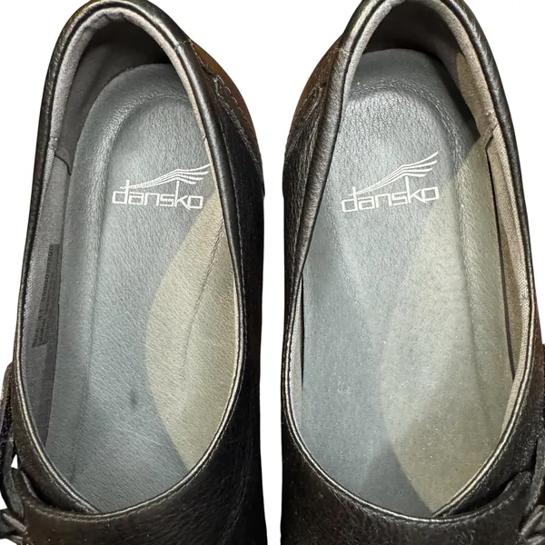 Dansko Shoes Womens Size 10.5 Black Leather Slip On Comfort Work Clogs - Image 3