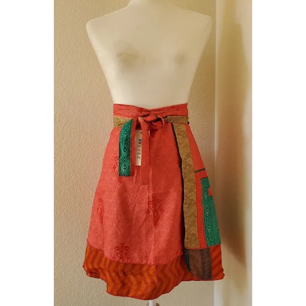 Wevez Clothing Skirt Women One Size Silk Blend Reversible Wrap Boho NWT - Image 11