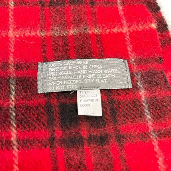 Red Plaid Cashmere Scarf Soft Warm Minimal Tartan Old Money Preppy Winter Target - Image 5