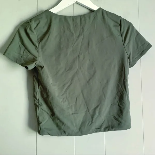 Francescas Blue Rain Short Sleeve Slim Fit Cropped T-Shirt Green M - Image 2