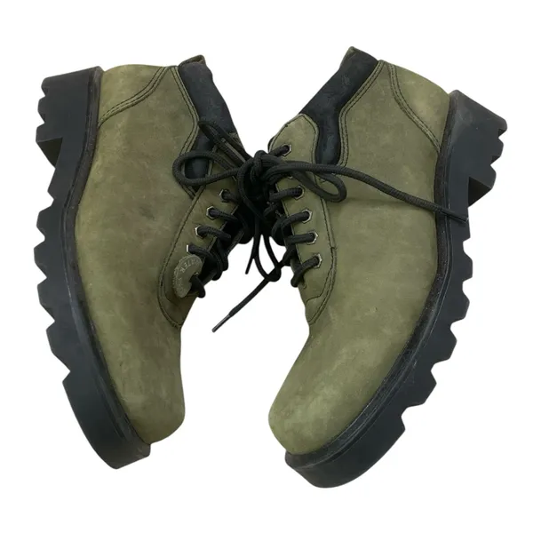 Olive Green Waterproof Suede Leather Hiking Boots granola girl goblincore - Image 3