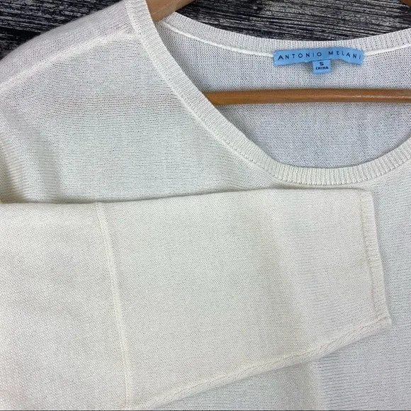 Antonio Melani Wool Blend Ivory Half Sleeve Light Weight Oversize Fit Sweater S - Image 5