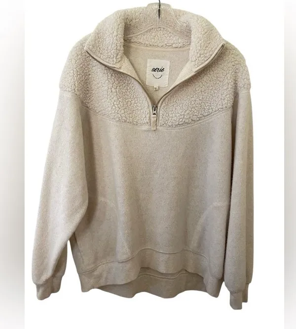 Aerie Hometown Holiday Quarter Zip Sweatshirt Size XS Sherpa Oversized Cozy - Image 5