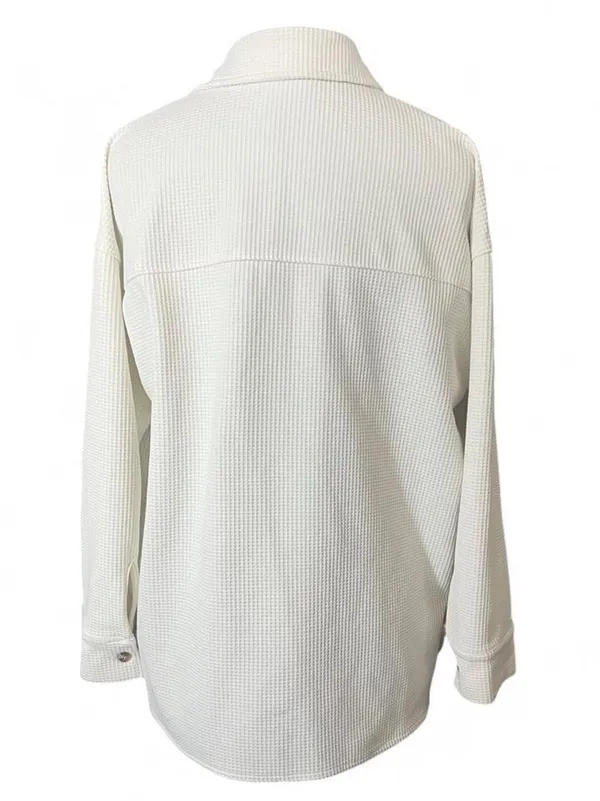 Forever 21 White Waffle Knit Shacket Women’s Size Small Gorpcore Minimalist - Image 4