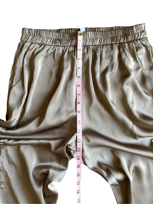 NWT Petal & Pup Gilli Luca Olive Green Satin Cargo Jogger Pants Size M - Image 9