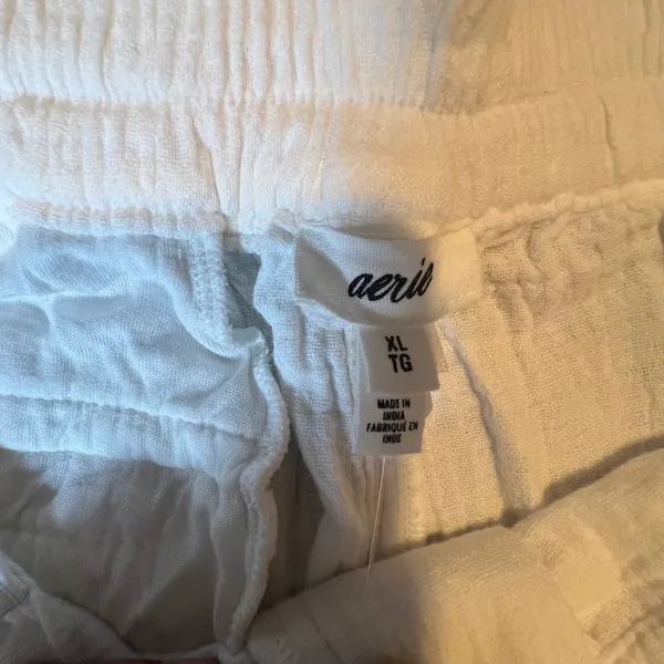 Aerie White Gauze High Waisted Shorts‎ XL New 0706-8342 Elastic Waist Summer - Image 2