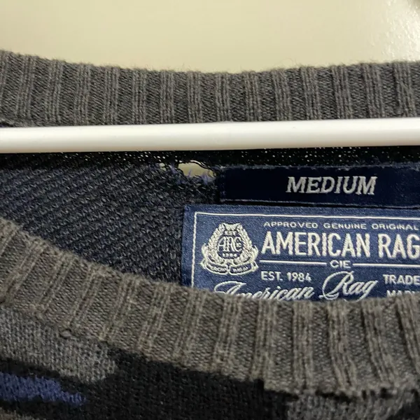 American Rag CIE Men’s Grey & Blue Camouflage Crewneck Sweatshirt (Size M) - Image 4
