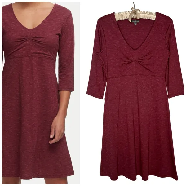 Toad & Co‎ Small Dress Tencel Organic Cotton 3/4 Sleeve Athletic Stretch Pockets - Image 2