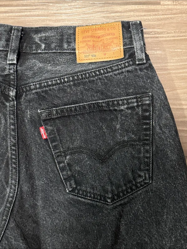 Levi's Premium 501 90s Jeans 28 Fits 29x28 Static Black Noise Grunge $98 - Image 6