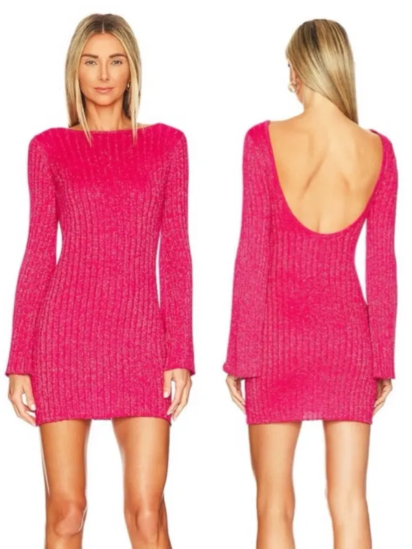 Revolve MORE TO COME Pink Ribbed Mini Dress - Image 2