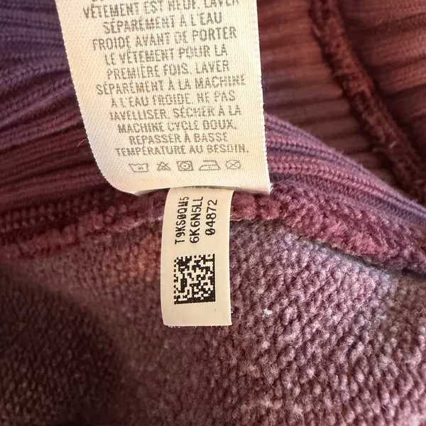 Aerie Women Oversized‎ Ribbed Side Panel Crewneck Sweatshirt Burgundy XS - Image 7