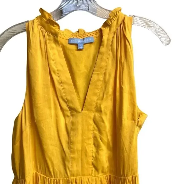 495. Antonio Melani sun yellow v neck Linen blend maxi dress size 4 - Image 6
