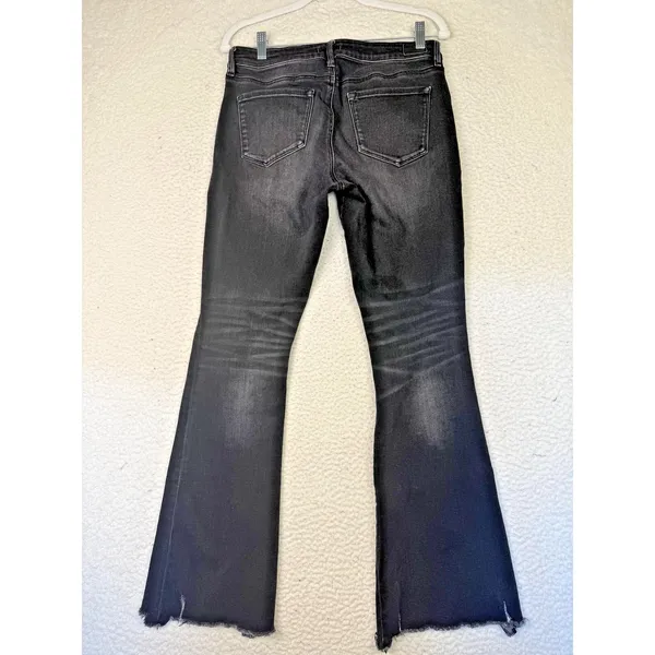 Dear John Rosie Flare‎ Jeans Womens 28 Raw Hem Distressed Black Whimsygoth - Image 2